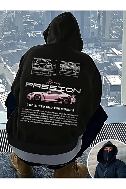 1blood هودي بقلنسوة مطبوع عليه فاكهة التوت الأسود مقاس كبير للجنسين