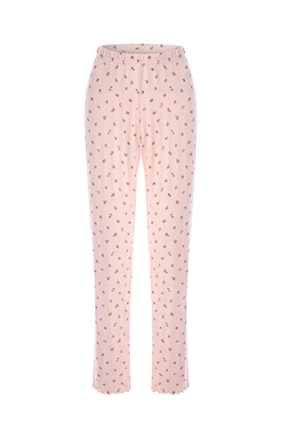 koza iç giyim Kadın Kısa Kollu Fiyonklu İndigo Fitilli Pijama Takımı