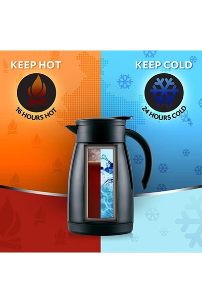 Borosil Insulated Stainless Steel Tea and Coffee Vacuum Thermos Flask 1 Liter - Black