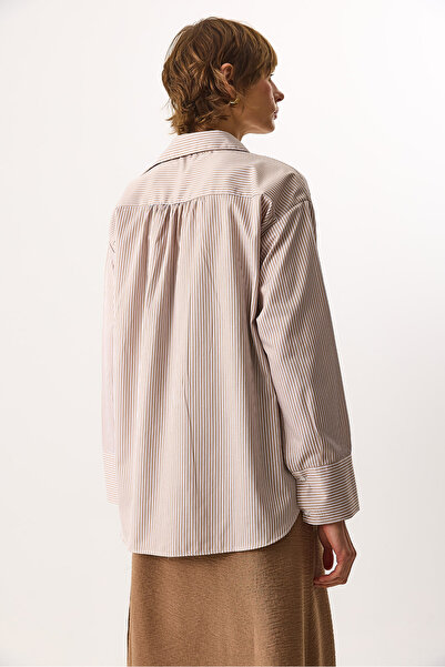 VENA Rose Regular Fit Striped Shirt - Stone Striped