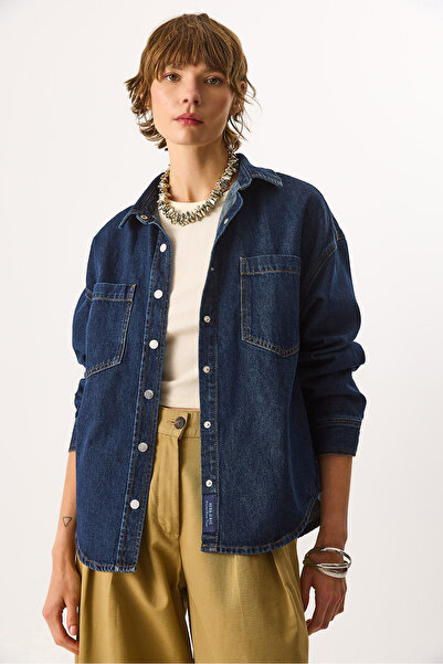 VENA Sementa Dark Blue 100% Cotton Jean Outer Shirt - Dark Blue
