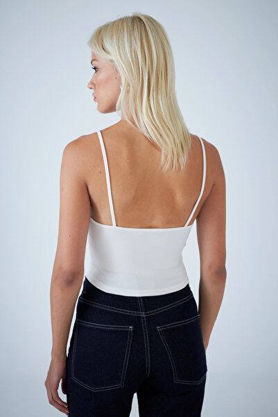 Cool & Sexy Women's White V-Neck Crop Blouse Col1000