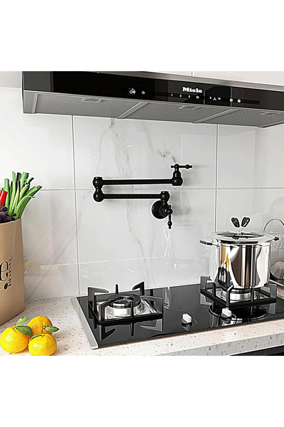 BisDesign Baterie chiuvetă bucătărie, finisaj negru mat, instalare deasupra aragazului sau chiuvetei, dimensiune 58 cm