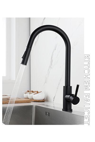 BisDesign Kitchen Sink Faucet, Touch On/Off Function, Pull-out Shower, 2 Flow Functions, Size 39 cm