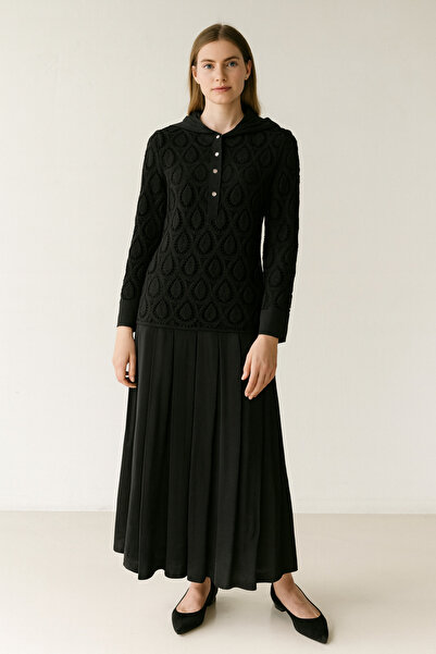 Gazella 44801 ÖNÜ YARIM DÜĞMELİ KAPİŞONLU İŞLEME DETAYLI TÜYLÜ ETEĞİN BELİ Pİ...