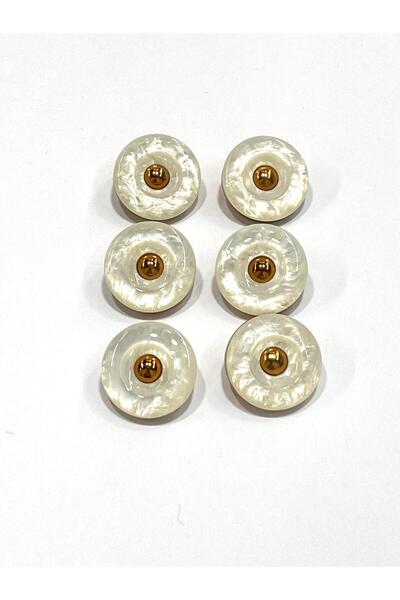 karantuhafiye Χάλκινο Μεταλλικό Γυαλιστερό Καμπυλωτό Πλαστικό Κουμπί / 2,5 cm / 6 τεμάχια / m03108 / Λευκό