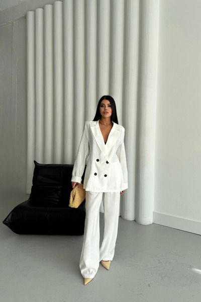 Şair MODAL 4 DÜĞME ASTARSIZ CEKET - ПАНТАЛОНИ - Beyaz