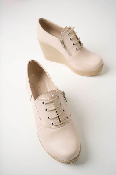 İrem Ayakkabı Women's Shoes with Wedge Heel and Zipper