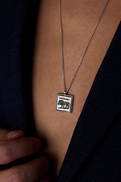 Ricco Jewellery 925 Ayar Gümüş Aslan Forse Kolye