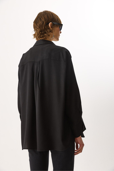 VENA Women's Oversize Lyocell Shirt - Black