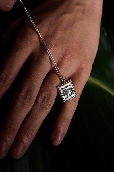 Ricco Jewellery 925 Ayar Gümüş Aslan Slim Gurmet Kolye