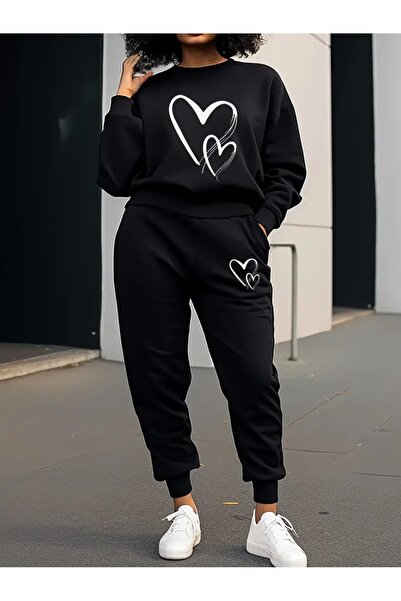 mercoledi Γυναικείο σετ αθλητικής φόρμας με τύπωμα oversized με λαιμόκοψη