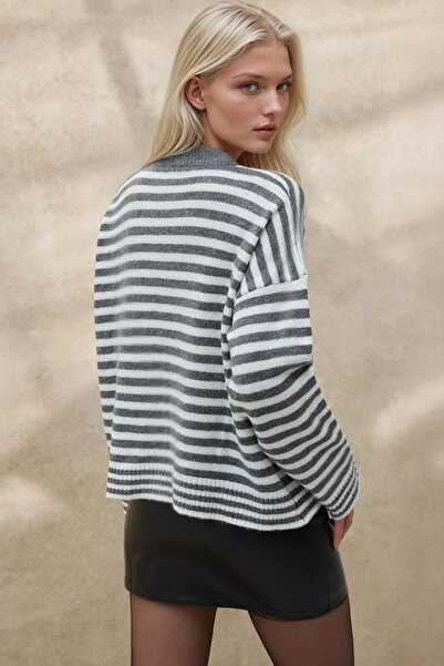 Hiccup Πουλόβερ με ριγέ χαλαρή εφαρμογή, μαλακό και χοντρό πλεκτό