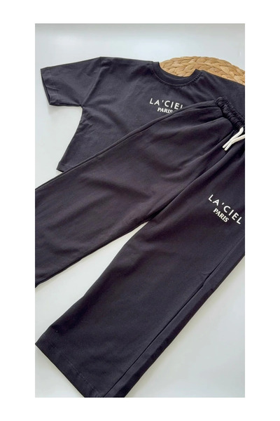 kidstalya Black Loose Fit Cotton Set