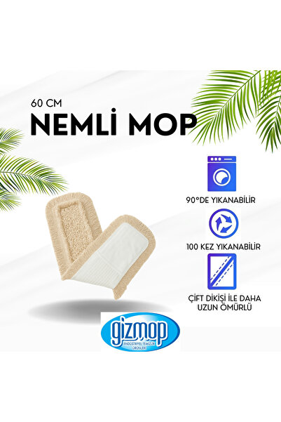 60 Cm Nemli Mop 3 ADET Zemin Paspası %100 Pamuk Yedek