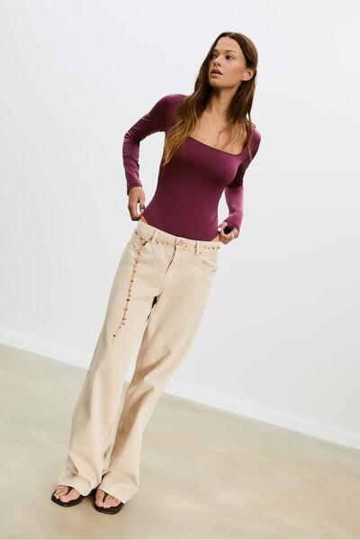 Stradivarius Polyamide bodysuit with square neckline