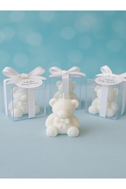 party mix Ayıcık Mum Beyaz 10 Adet – Baby Shower, Cinsiyet Partisi, Yeni Doğa...