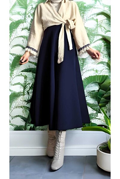 TÜCCAR UMUT Puf Scuba Lacivert Etek