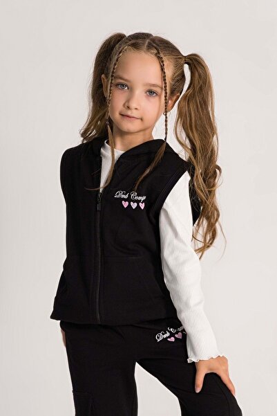 ww waka waka kids store Girl's Hooded Zippered Vest |   Comfortable and Stylish Pocket Model