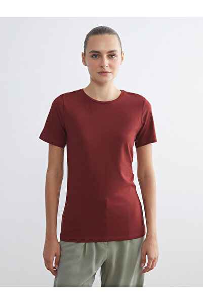 LC Waikiki Burgundy Crew Neck Women's T-Shirt