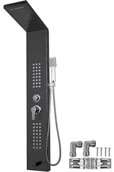 Happybuy Shower Panel Tower System Stainless Steel Multi-Function Shower Panel with Spout Rainfall W