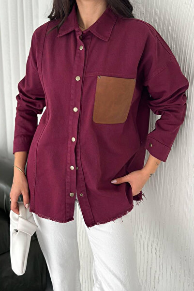 Noa Noa Cămașă de blugi bloc de culoare supradimensionat pentru femei cu detaliu cu ciucuri – Stil în straturi 1983