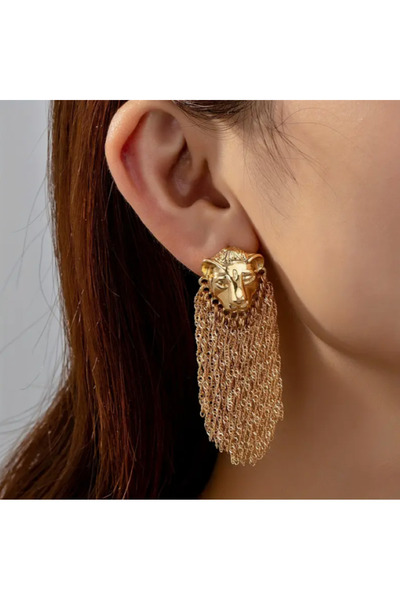 MAURA LIYUZA Vintage Design Lion Head Dangle Earrings