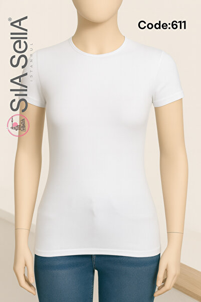 belpa Γυναικείο λευκό κοντομάνικο βαμβακερό εσώρουχο Sıla Sella