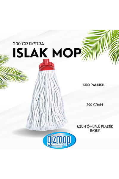 Gizmop Paspas Ucu 200 Gr Islak Mop Zemin Paspası %100 Pamuk Yedek