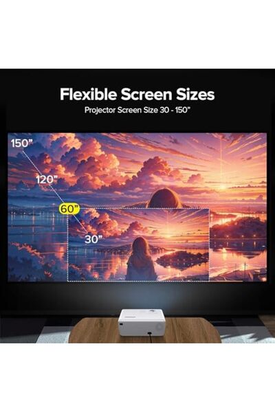 Wownect W80 Standard Mini Projector With 100 Inch Projector Screen