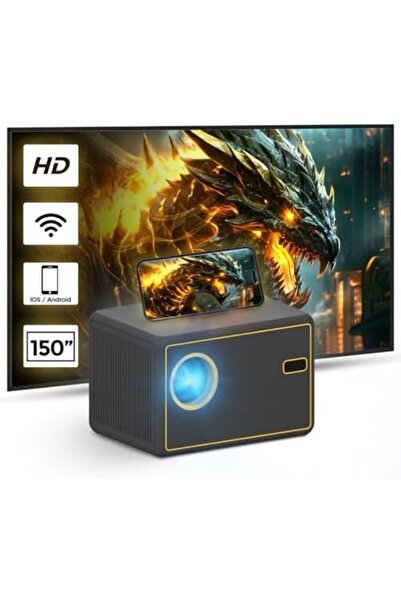 Wownect WiFi Portable Projector 150 ANSI Lumens Portable Outdoor Movie Projector with 200" Screen Supported