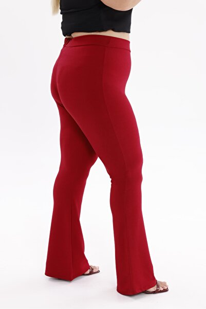 Siyezen Plus Size Flared Crepe Fabric Trousers