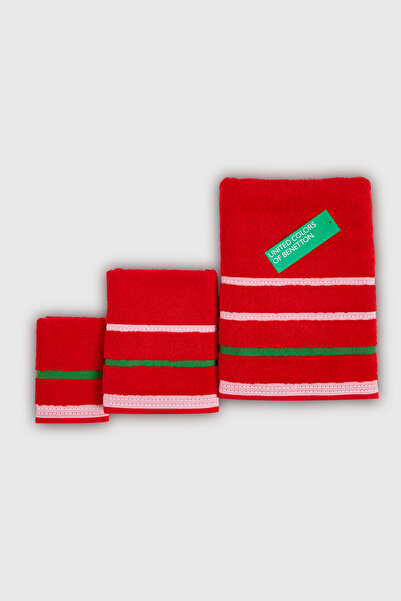 Benetton Home Bath Towel Hand Face Body Red 100% Cotton Set of 3 70X140 cm 50X90 cm 30X50 cm