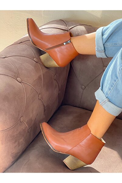 BERFONA Dalida Taba Leather 6 cm Heel Dallas Short Boots