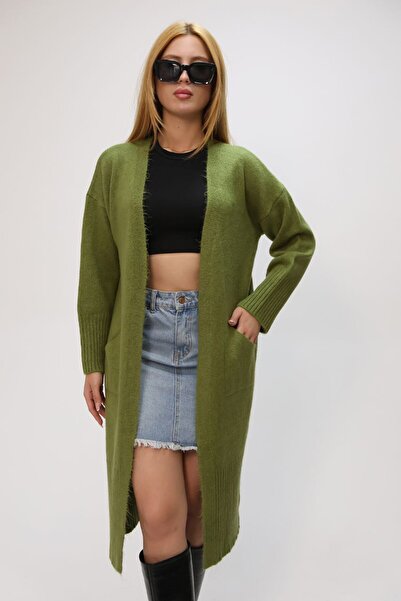 Molly Nelly Kadın Kışlık Triko Yünlü Uzun Hırka