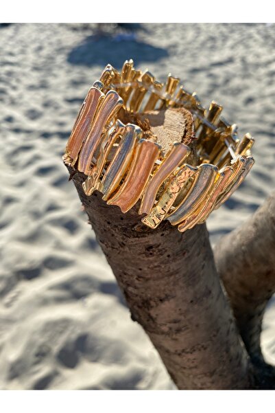 Tılsım Bijuteri Mineli Çubuk Şekilli Beyazlı lastik Bileklik