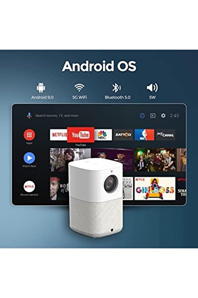Wownect Android Projector Native 1080P | 400 ANSI Lumens Outdoor Video Projector 4K [Electric Focus]