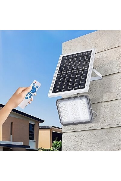 ETRONIK مصباح كشاف يعمل بالطاقة الشمسية خارجي بقوة 2500 واط، مقاوم للماء IP65، مستشعر حركة وجهاز تحكم عن بعد، 3 ألوان لدرجة الحرارة