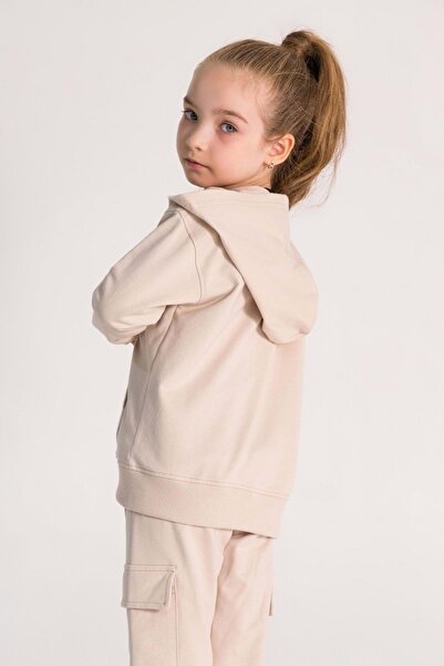 ww waka waka kids store Front Printed Hooded Zipper Closure Girl's Cardigan