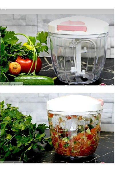 MİMOZA PARK Large Size Vegetable Chopper with Hand Rolled Rope and 5 Blades 1000ml