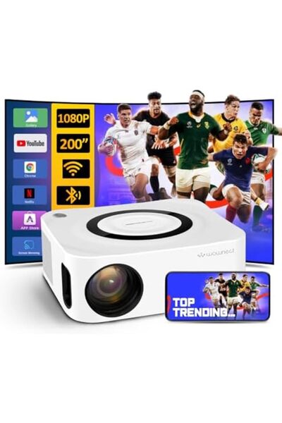 Wownect Portable Android Projector [Upgraded Android 11.0] | Native 1080P 4K HD Projector with 5G Wi