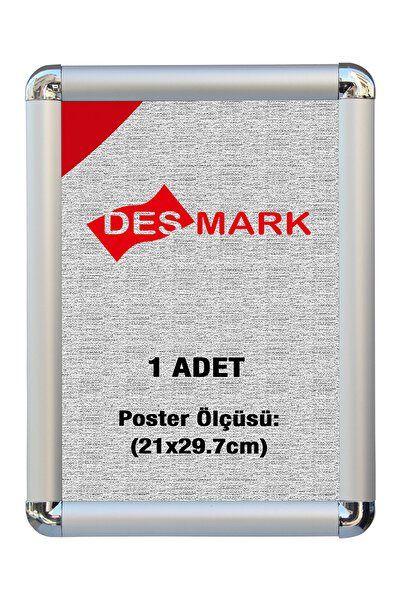 DESMARK 25 mm A4(21x29.7) Rondo Köşe Alüminyum Aç-Kapa Çerçeve – Poster & Afiş Çerçevesi (Gümüş Eloksallı)