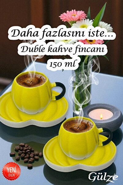 GÜLZE 2 Kişilik (4 Parça) CARMELLA DUBLE KAHVE FİNCANI (6 farklı renk, % 100 el yapımı, özel tasarım)
