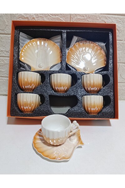 decovien Oyster Model 6-Person Porcelain Pearl Cup Set. (90 ml)