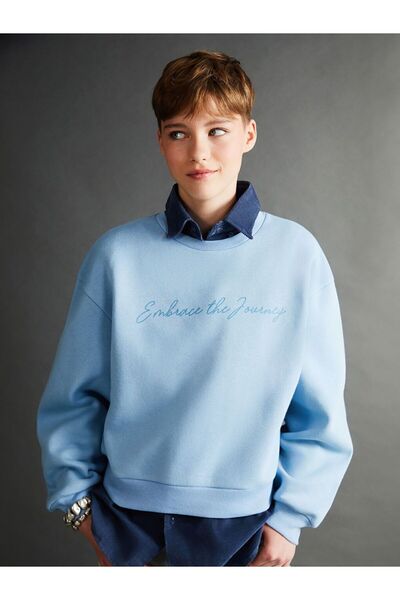 LC Waikiki Hanorac gros de damă cu imprimeu cu guler rotund