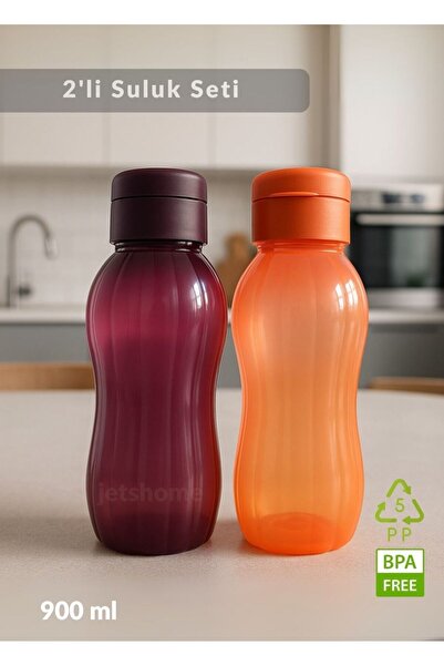 Jet's Home Drinking Bottle Set of 2 Water Bottle Bpa Free School Drinking Bottle Pp-5 Drinking Bottle Sports School Office Drinking Bottle Plum-Orange 900 m