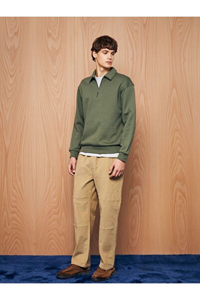 LC Waikiki Hanorac gros pentru bărbați cu guler polo și mâneci lungi