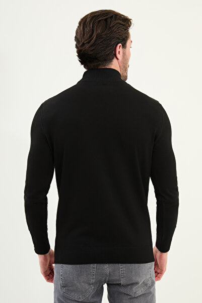 Mcr Ανδρικό πλεκτό πουλόβερ με σχέδια Slim Fit Half Turtleneck Μαύρο - 11546.25K