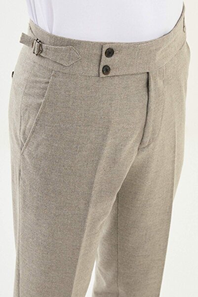 Mcr Checked Slim Fit Buckled Waist Wool Men's Trousers Gray - 38326.25K