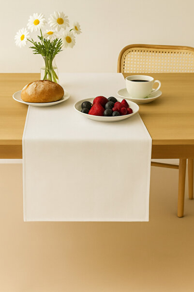 MEKİK BUTİK Λευκό ακατέργαστο λινό RUNNER 40x140